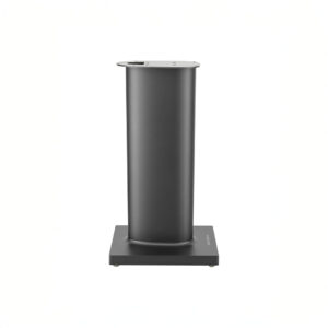 Black metal pedestal stand on white background