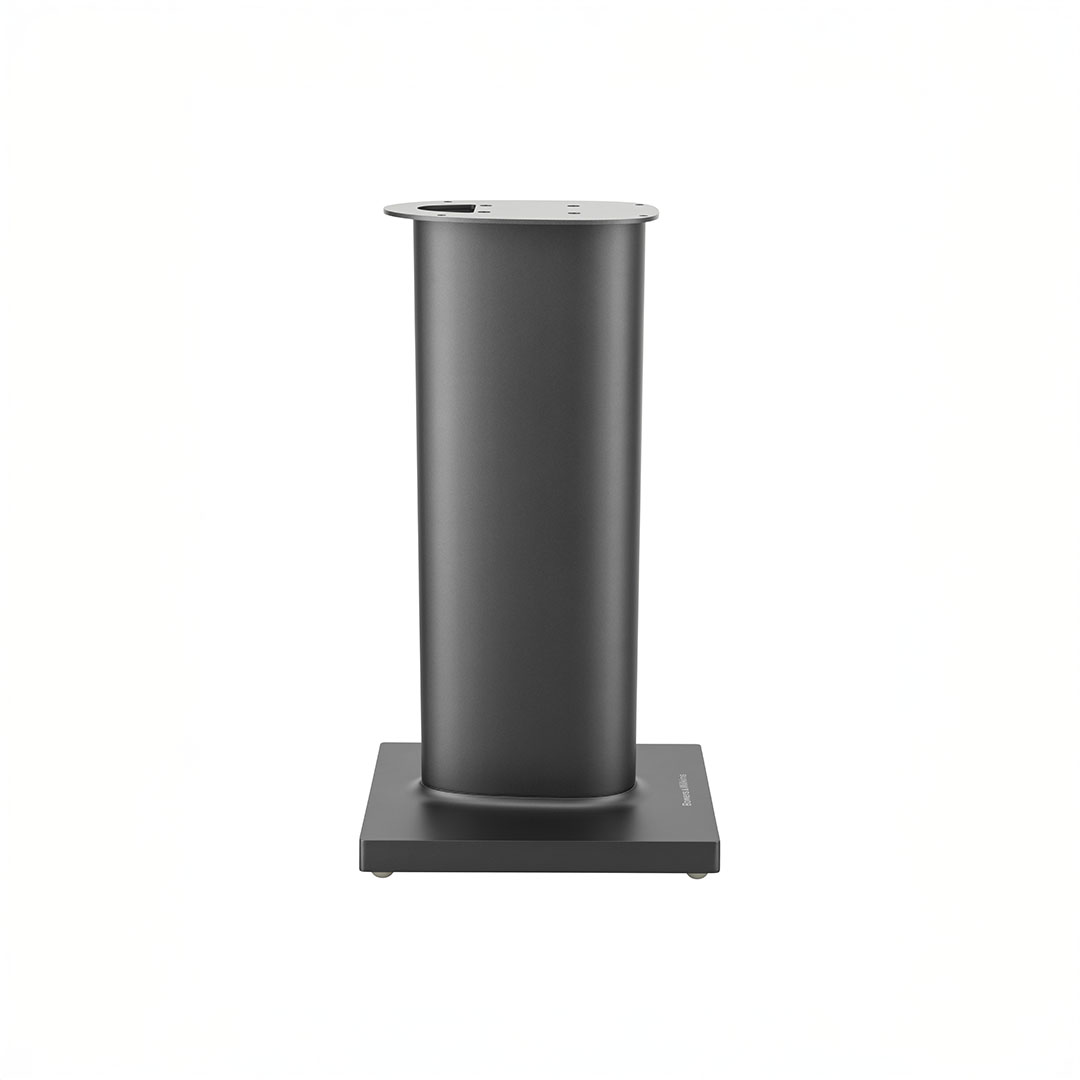 Black metal pedestal stand on white background