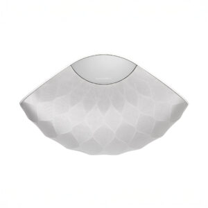 Modern white wireless speaker with geometric design