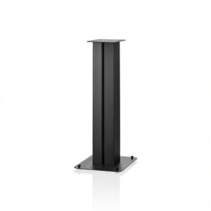 Black speaker stand with metallic finish