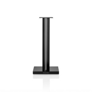 Black vertical speaker stand, minimalist design