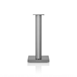 Silver speaker stand with square base