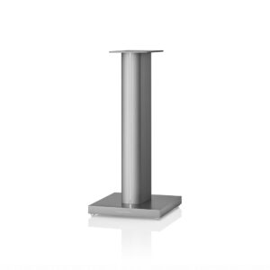 Silver speaker stand with square base