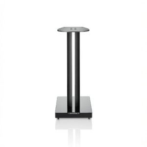 Black speaker stand on white background