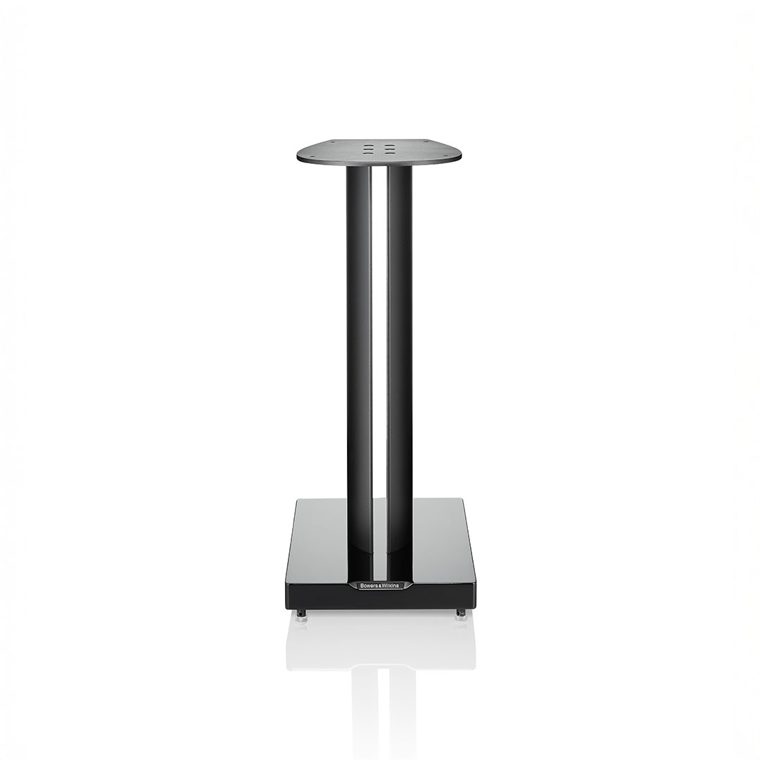 Black speaker stand on white background