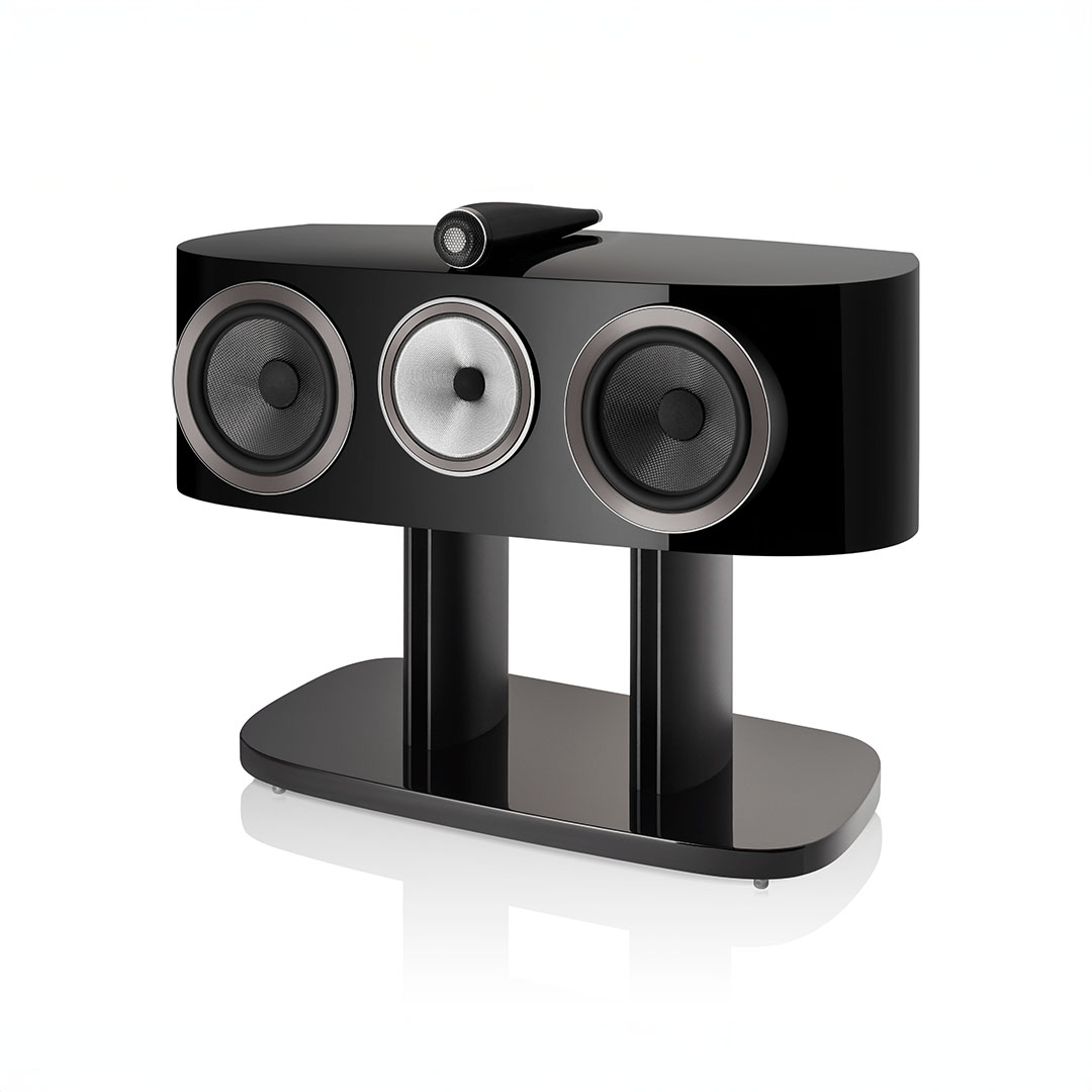 High-end black speaker with three drivers