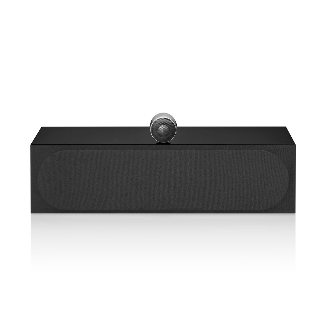 Sleek black audio speaker with modern design