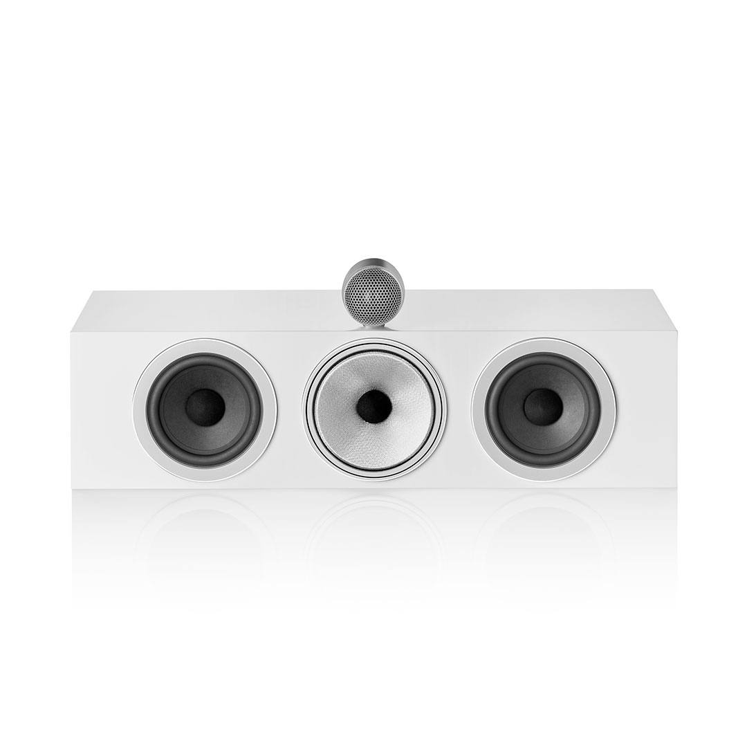 White center channel speaker with three drivers.