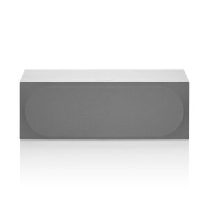 Gray rectangular center speaker on white background.