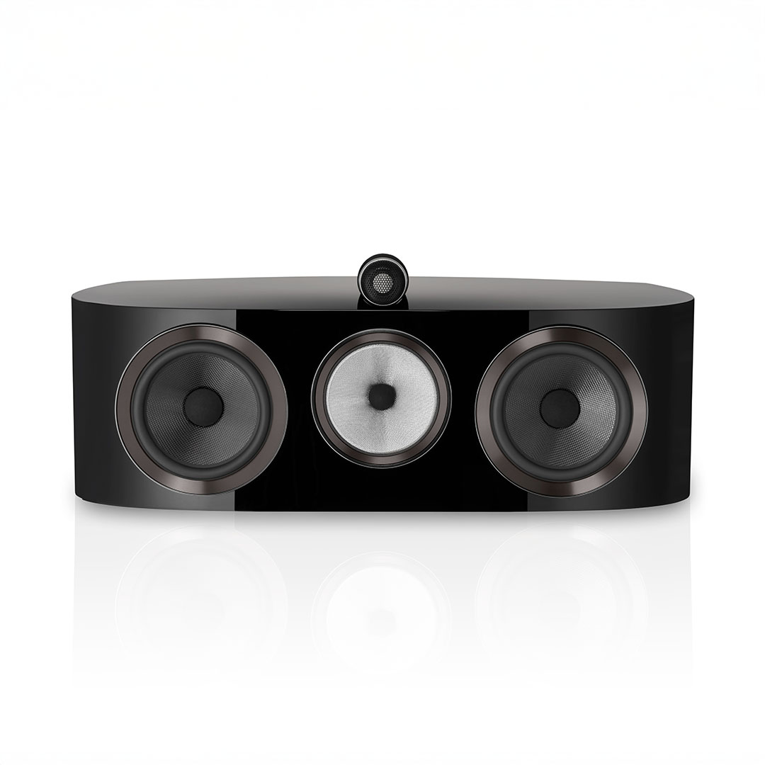 Black glossy center channel speaker with three drivers