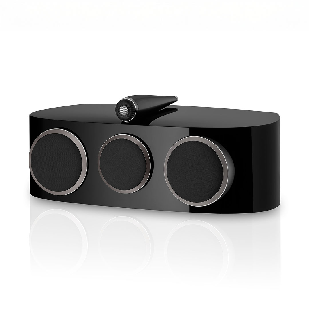 Modern black audio speaker with sleek design