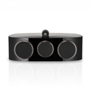 Sleek black surround sound speaker system