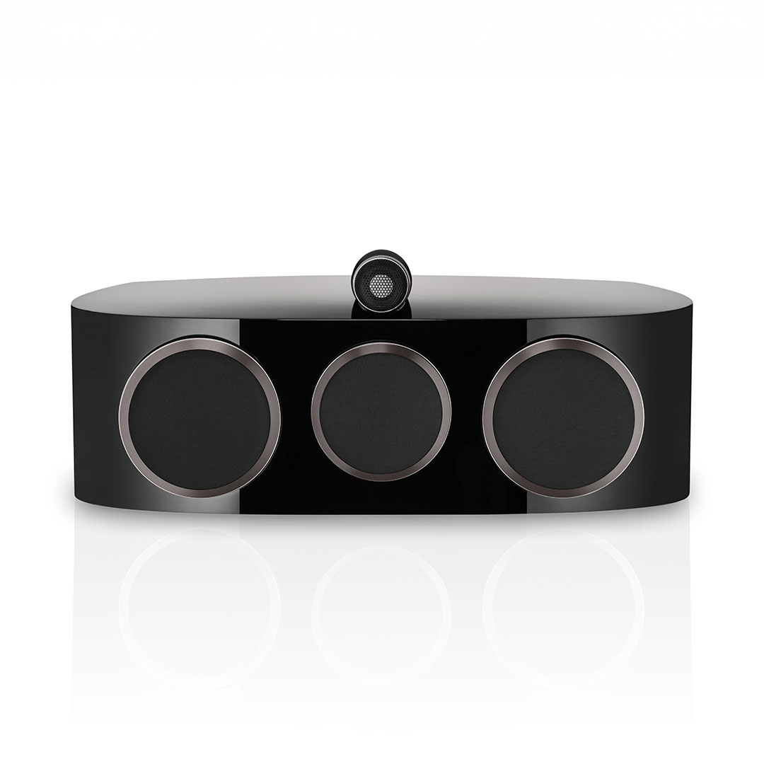 Sleek black surround sound speaker system