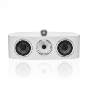 White speaker with three drivers and tweeter.