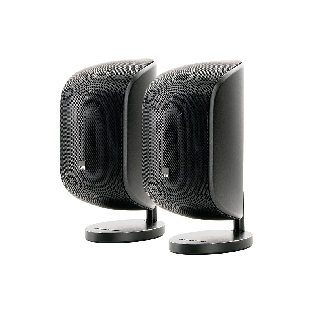 Pair of sleek black bookshelf speakers