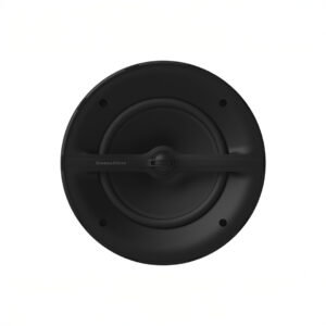 Black round speaker, top view