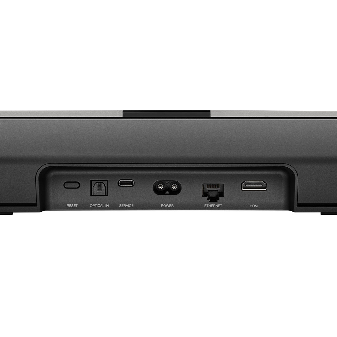 Back panel ports: reset, optical, service, power, Ethernet, HDMI.