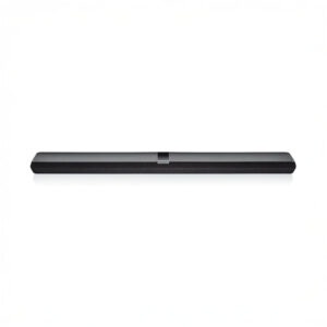 Modern black soundbar on white background