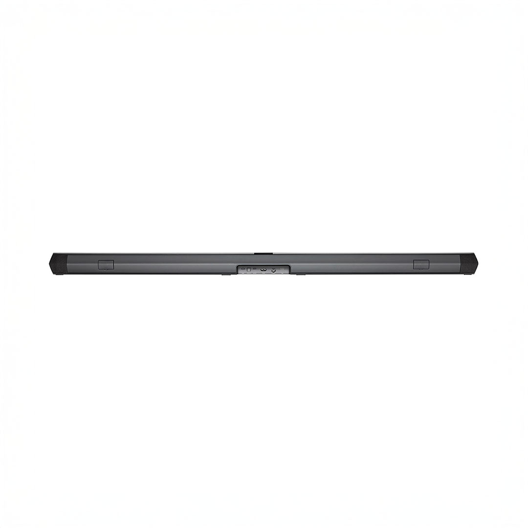 Black soundbar with control buttons