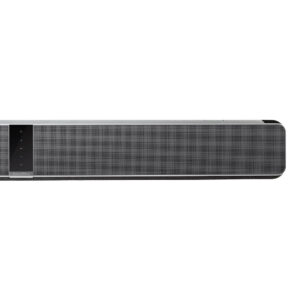 Modern black audio soundbar speaker close-up