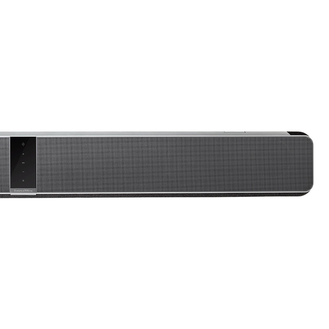 Modern black audio soundbar speaker close-up