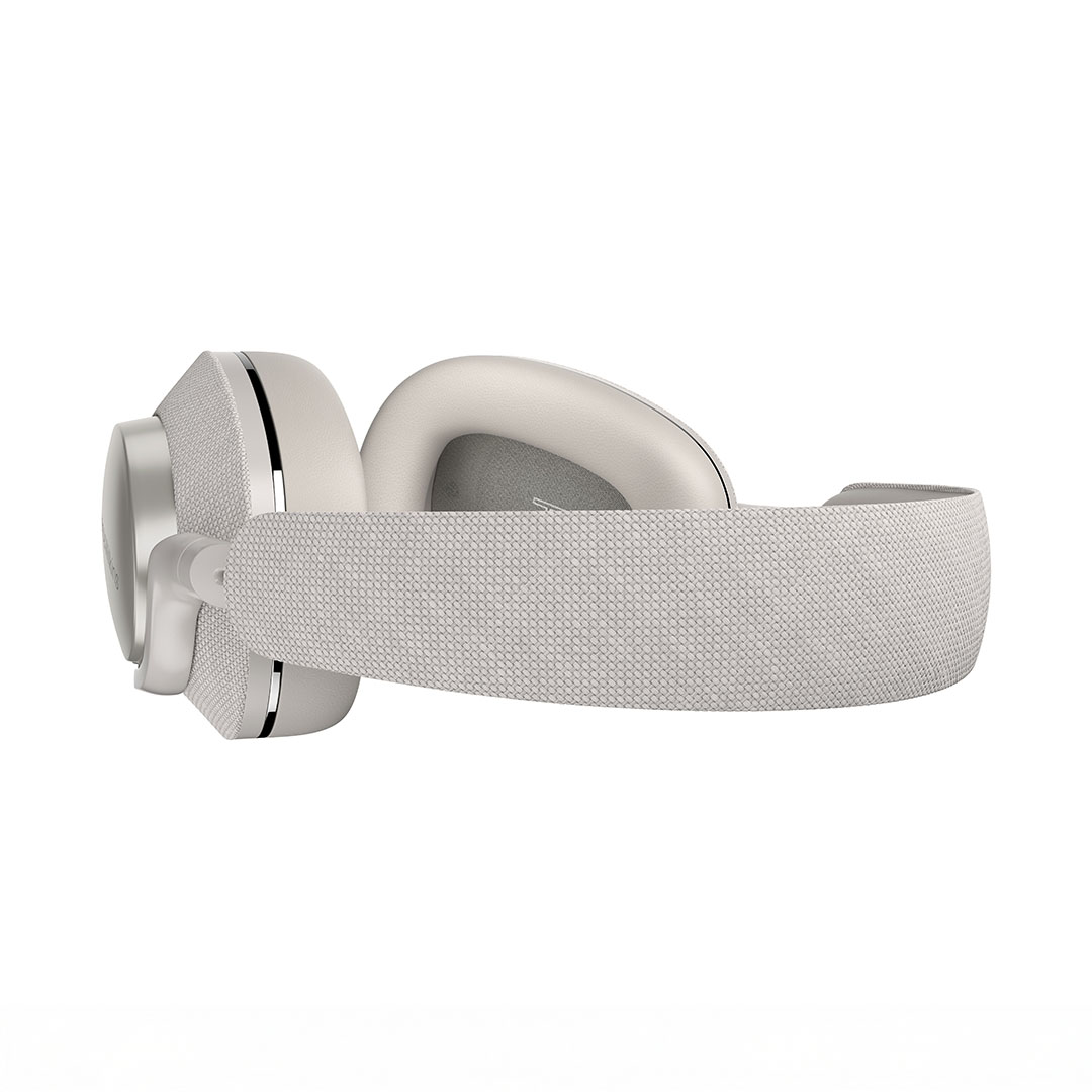 Over-ear wireless headphones with gray padded band
