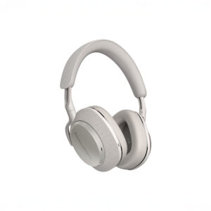 Wireless white over-ear headphones with cushioned headband