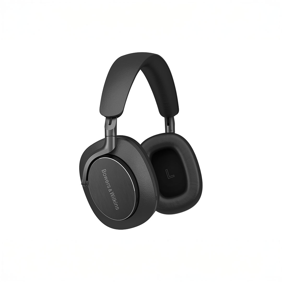 Black over-ear wireless headphones with sleek design.
