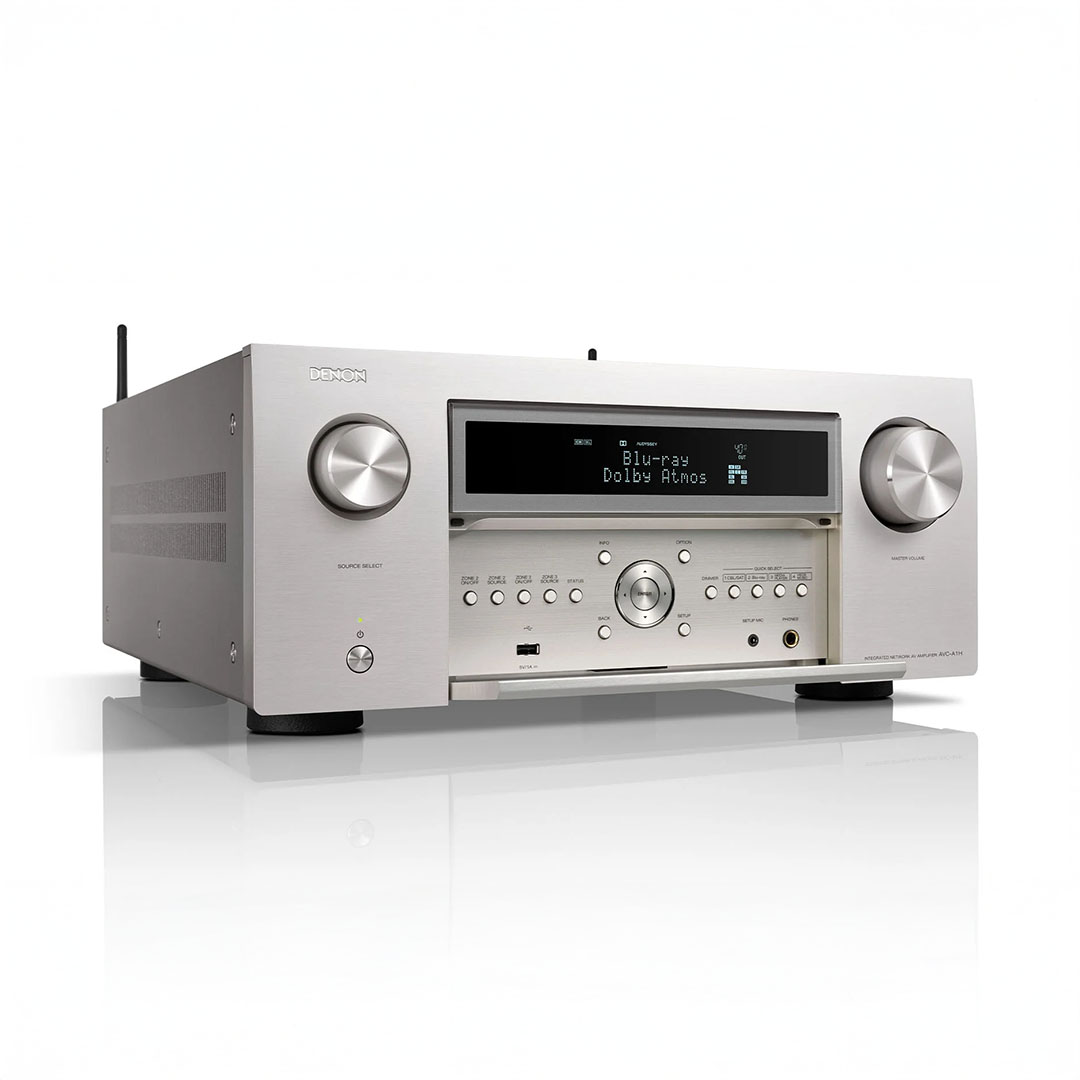 High-end audio receiver with Dolby Atmos support.