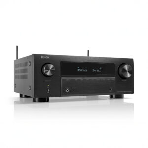 Black home theater receiver with digital display
