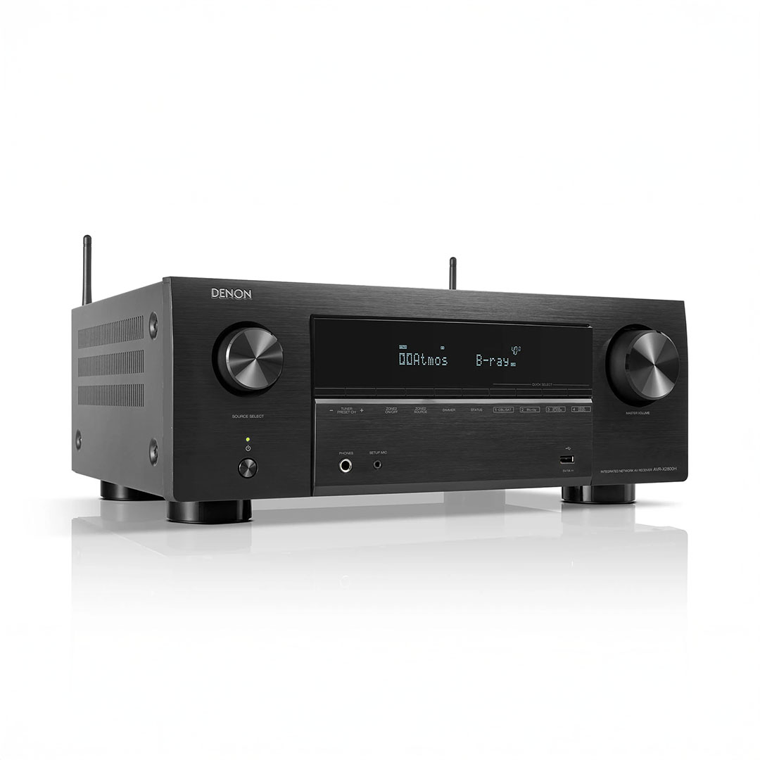 Black home theater receiver with digital display