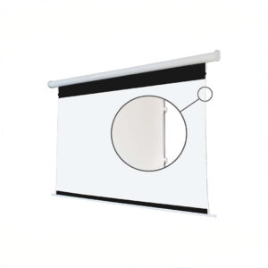 Pull-down projector screen with close-up detail view