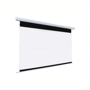 White projection screen with black border.