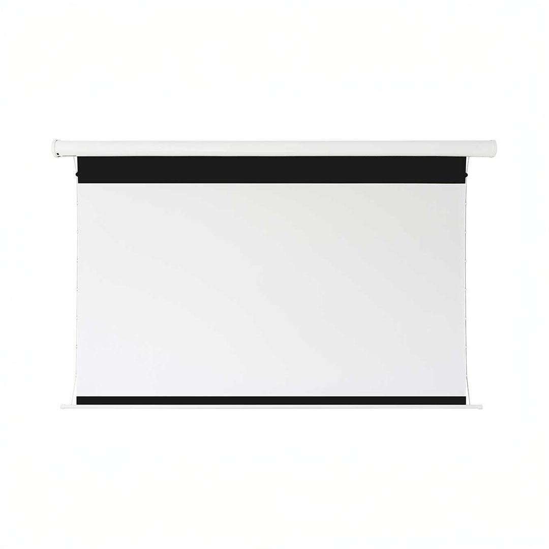 White projector screen with black border.