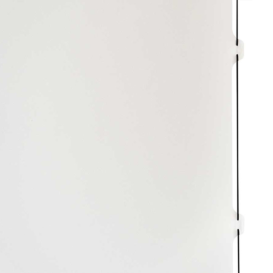 White modular shelving panel with connecting locks