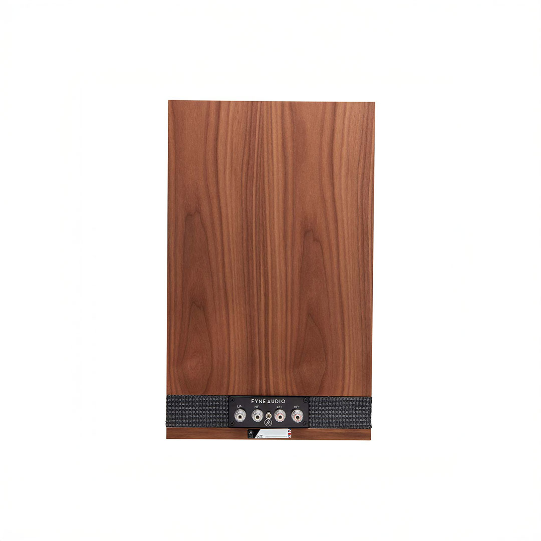 Rear view of wooden audio speaker panel