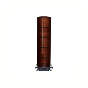 Wooden cylinder loudspeaker with metal base