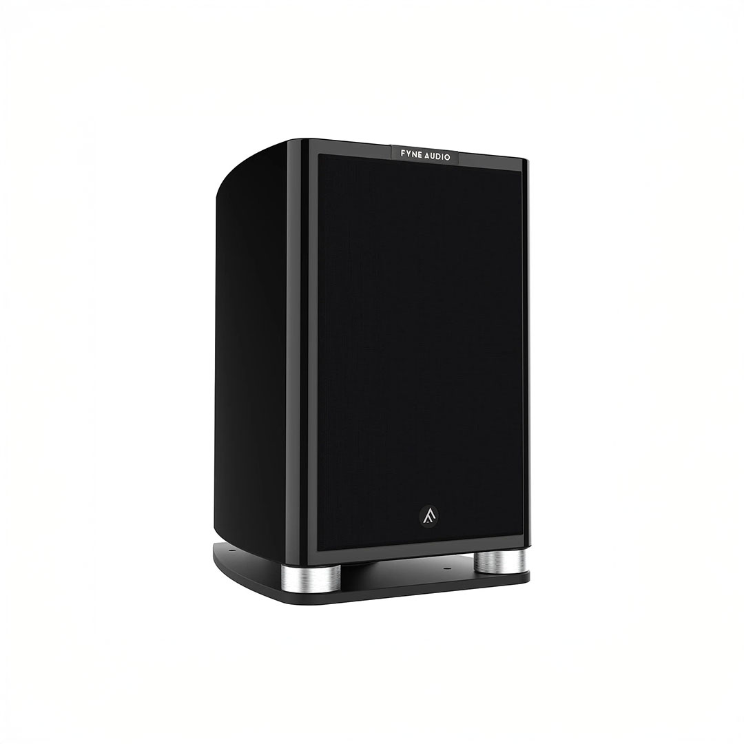 Black audio speaker with sleek design.