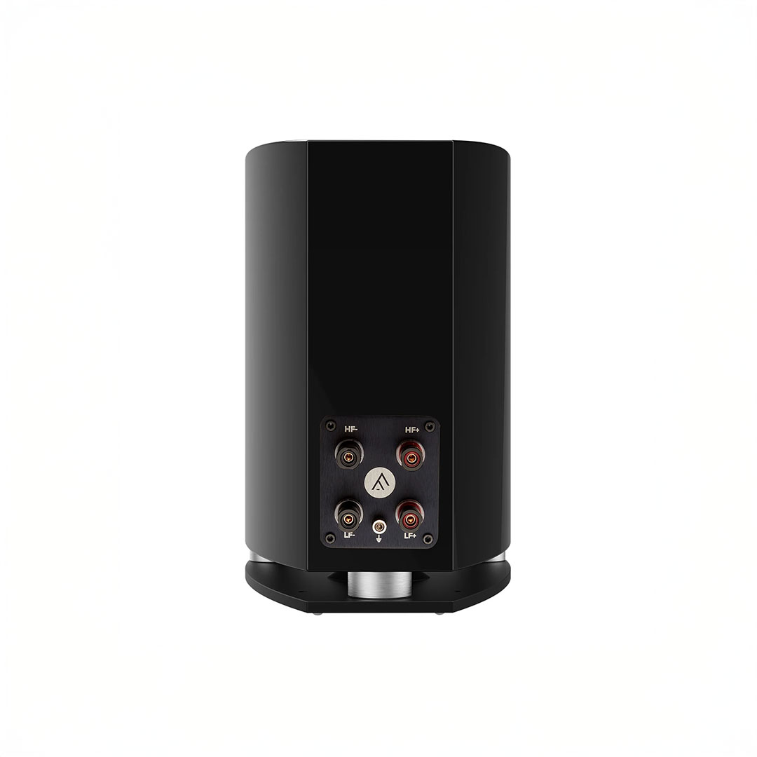 Black speaker rear view with connectors
