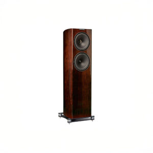 Elegant wood tower speaker with dual drivers
