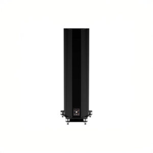 Tall black speaker on white background