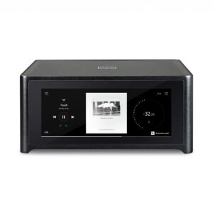 Modern music player displaying song, volume control visible.