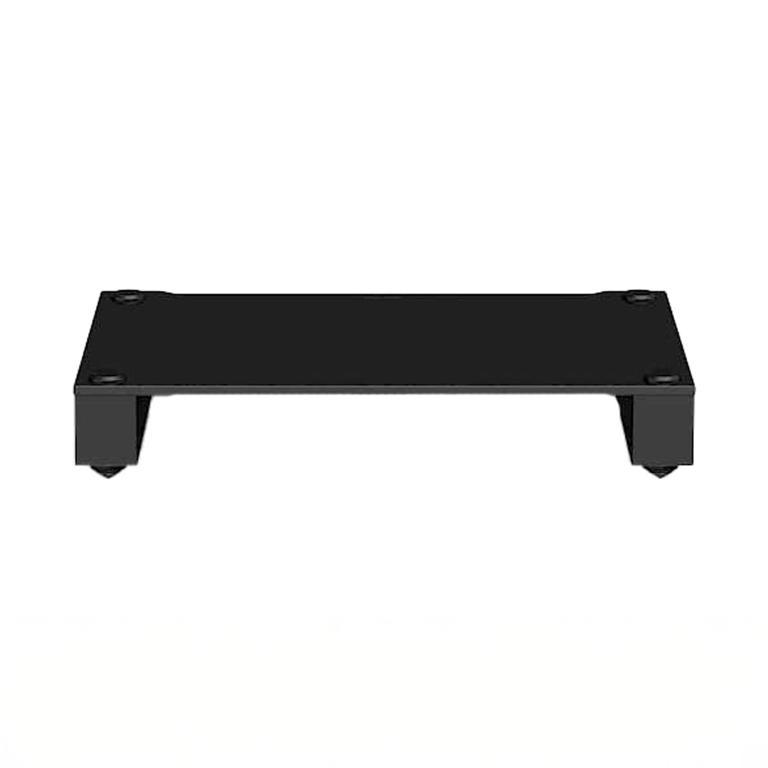 Black stand riser with four legs, minimalist design.