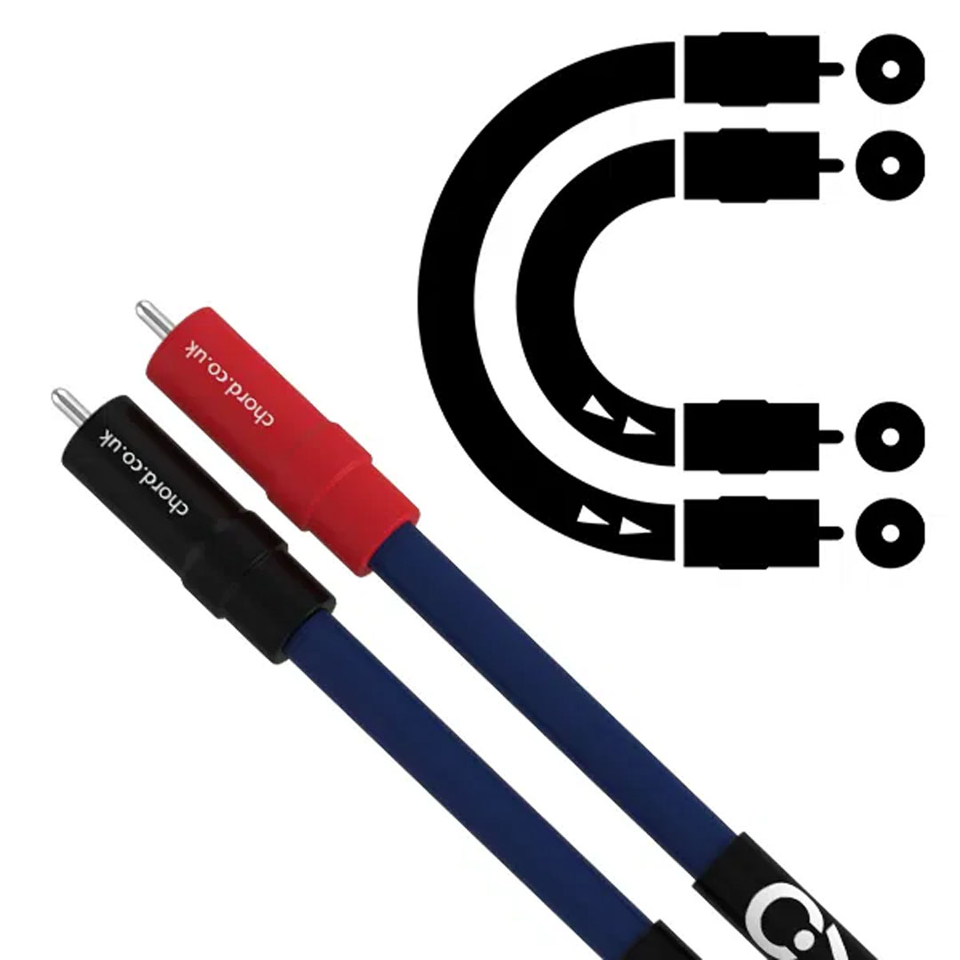 Chord RCA cables with curved design illustration