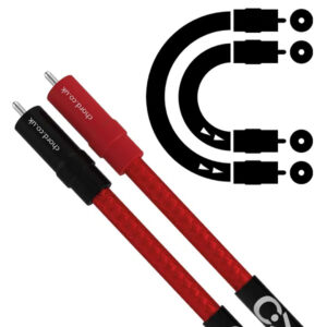 Red and black RCA audio cables illustration