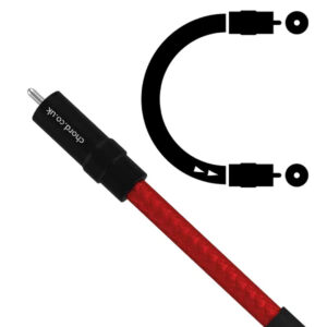 Red audio cable with RCA connector