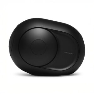 Black wireless speaker with sleek design