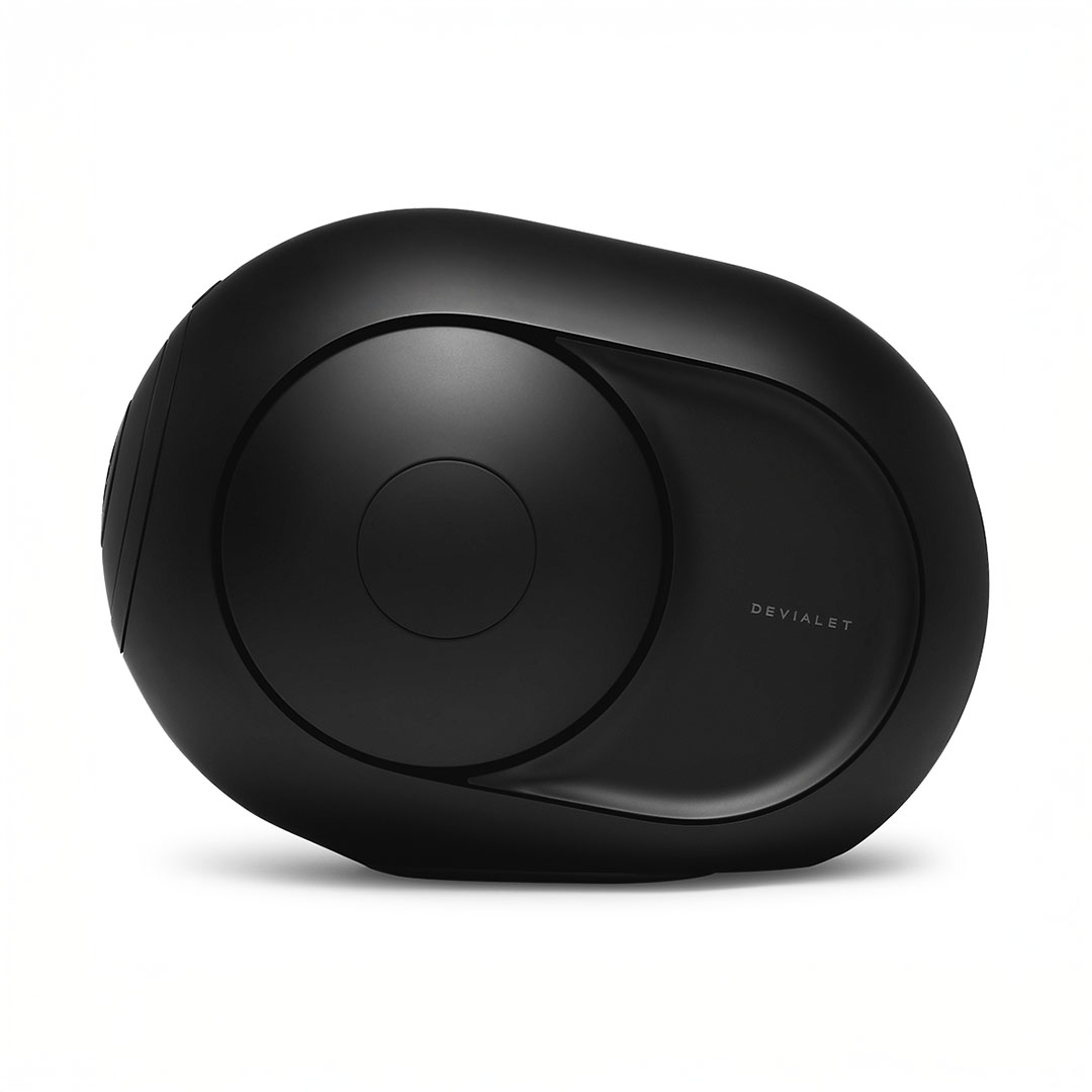 Black wireless speaker with sleek design