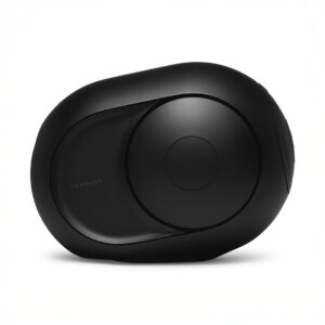 Black wireless speaker with modern design