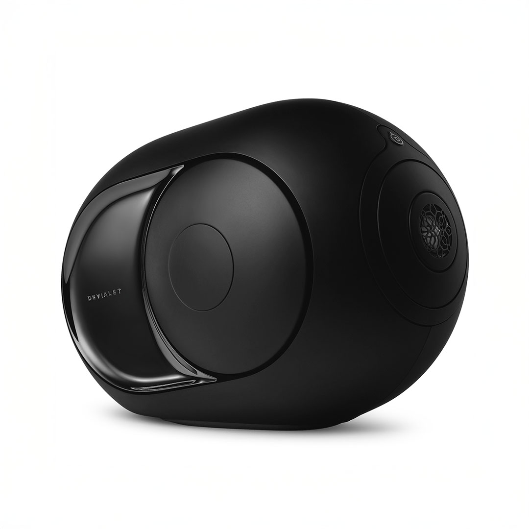 Black wireless speaker with sleek design